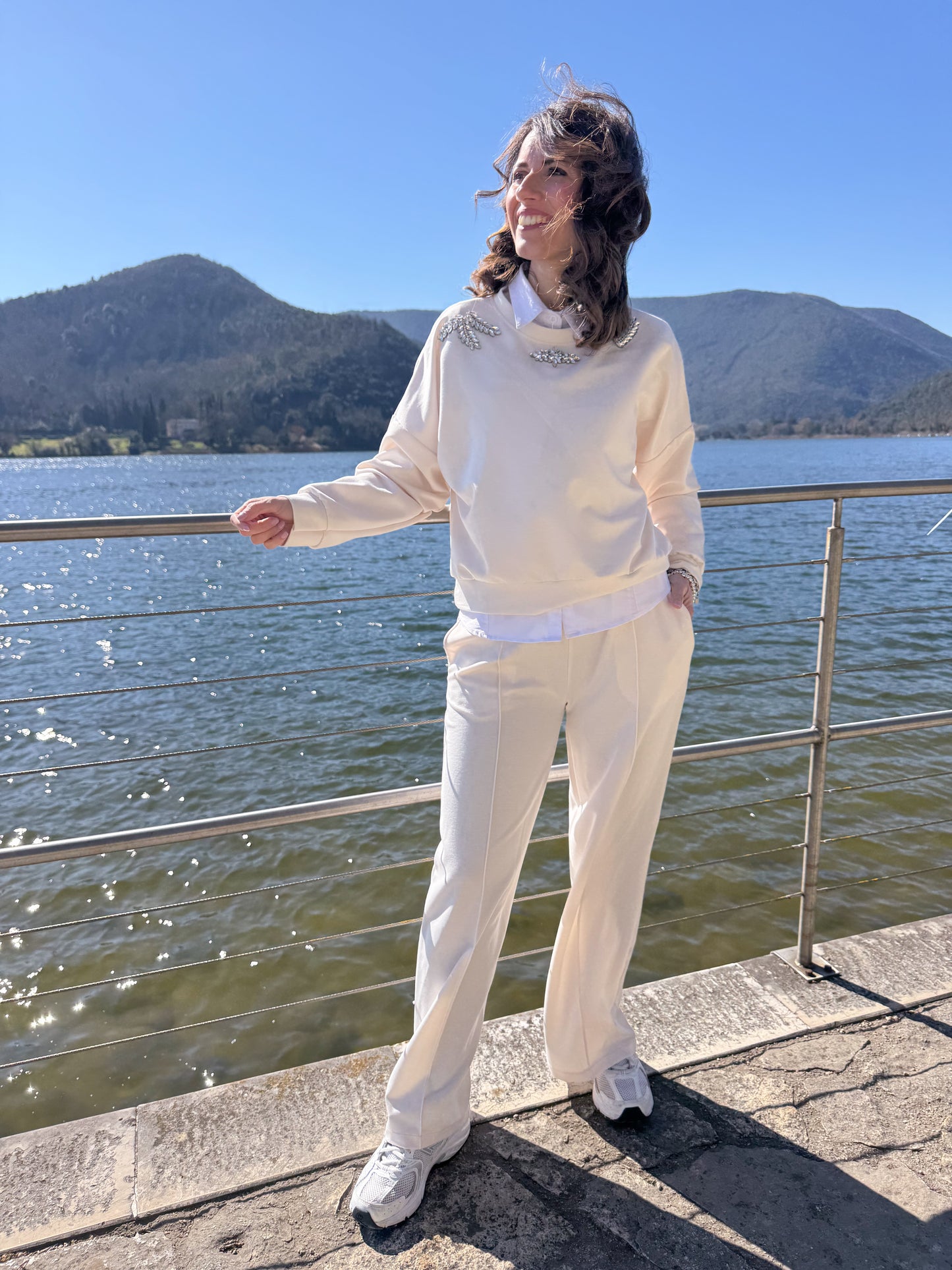 Pantalone bianco latte