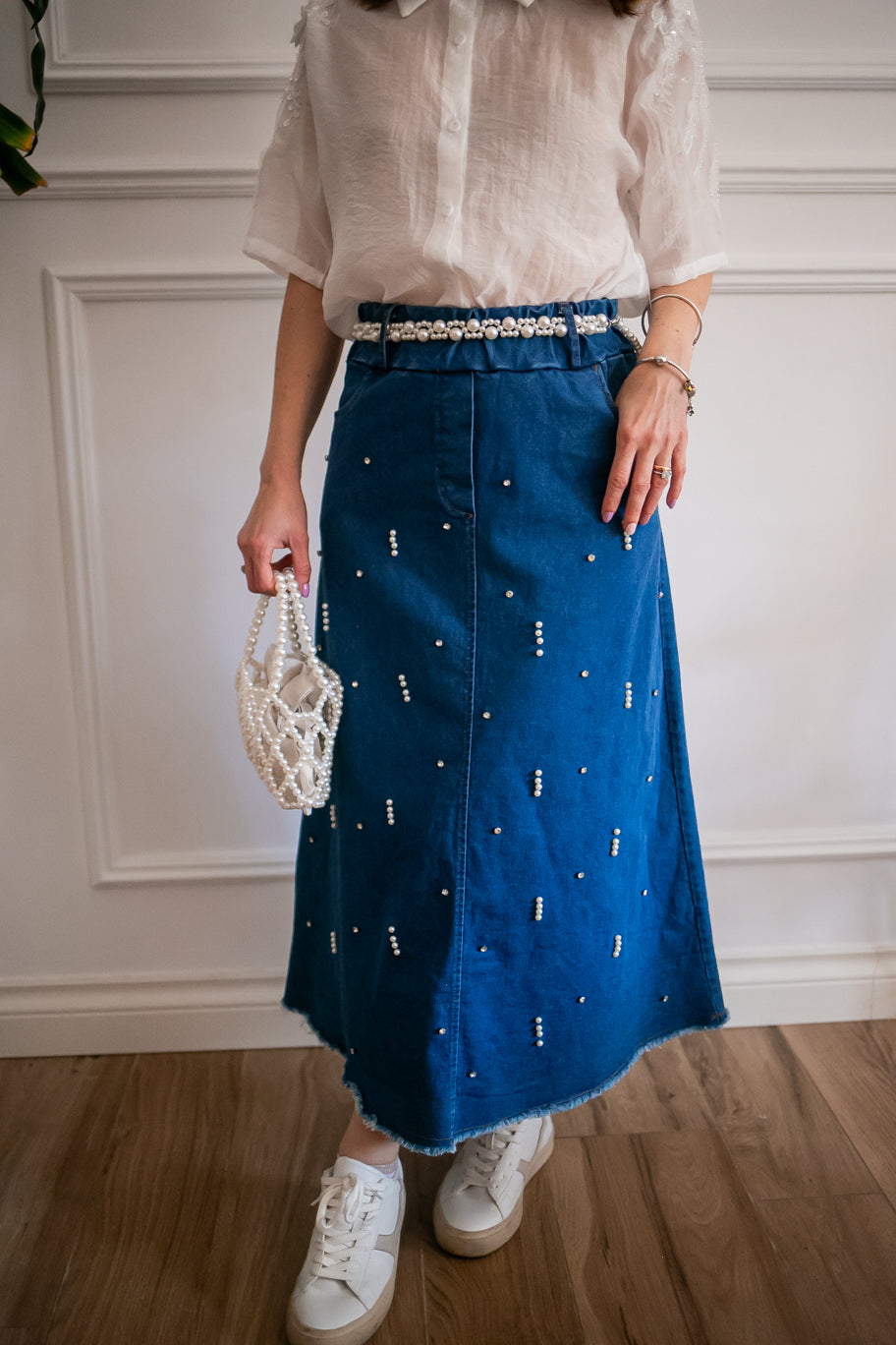 Gonna Denim Perline