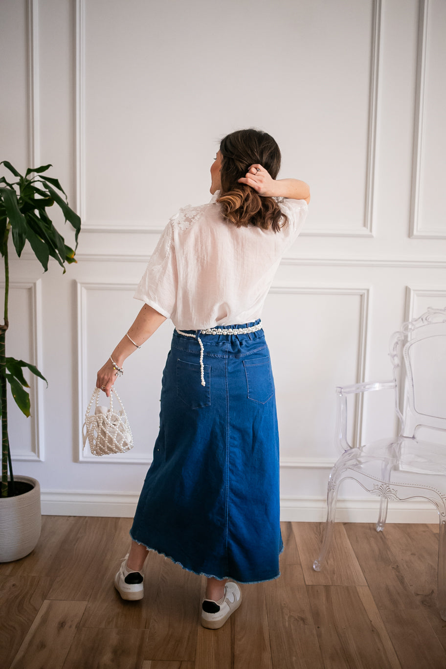 Gonna Denim Perline